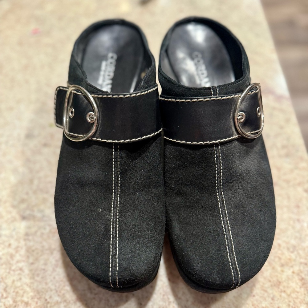 Black Suede Codani Slip-On Shoes with Buckle size 41. (10)
